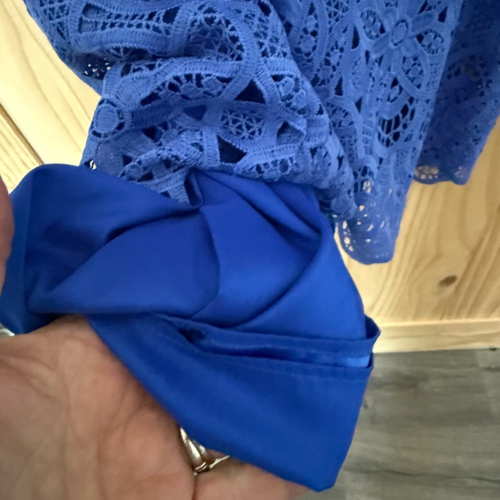 Laundry By Shelli Segal Cobalt Blue Lace Midi Dress - Picture 9 of 10